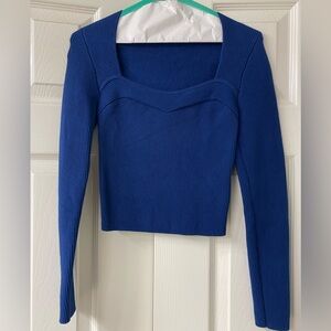 A&F Blue Ribbed Long Sleeve Top